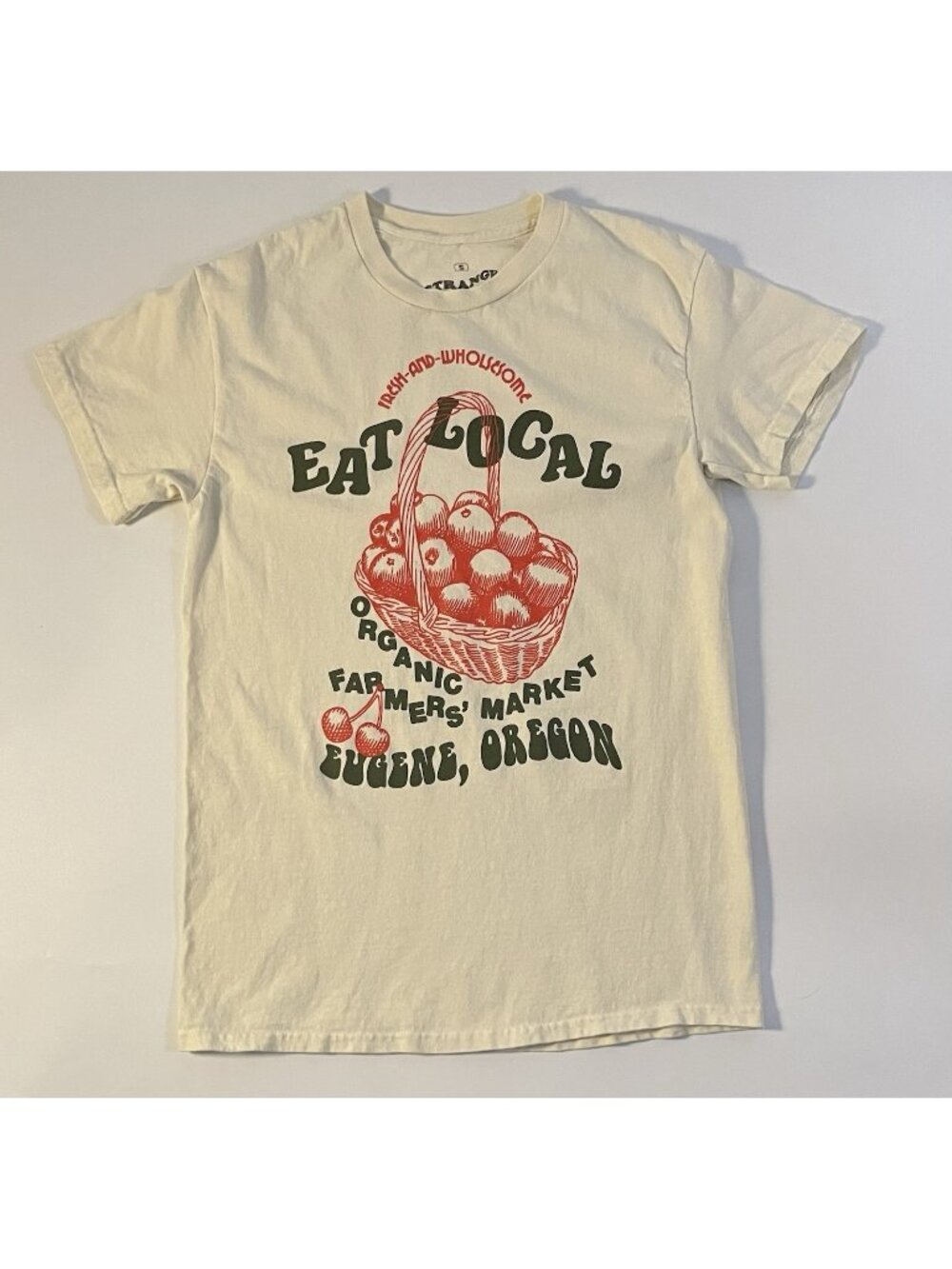 Eugene Oregon Farmers Market Graphic T Shirt Small Organic Eat Local Cotton